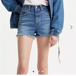 Levi's Blue Jean Shorts High-Waisted Distressed